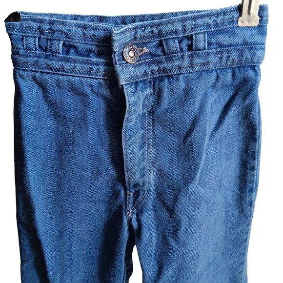 Vintage 1970's Girls 6 6X 18x18 Hippie Bareback Disco Hippy Jeans Stretch Indigo - Picture 3 of 4